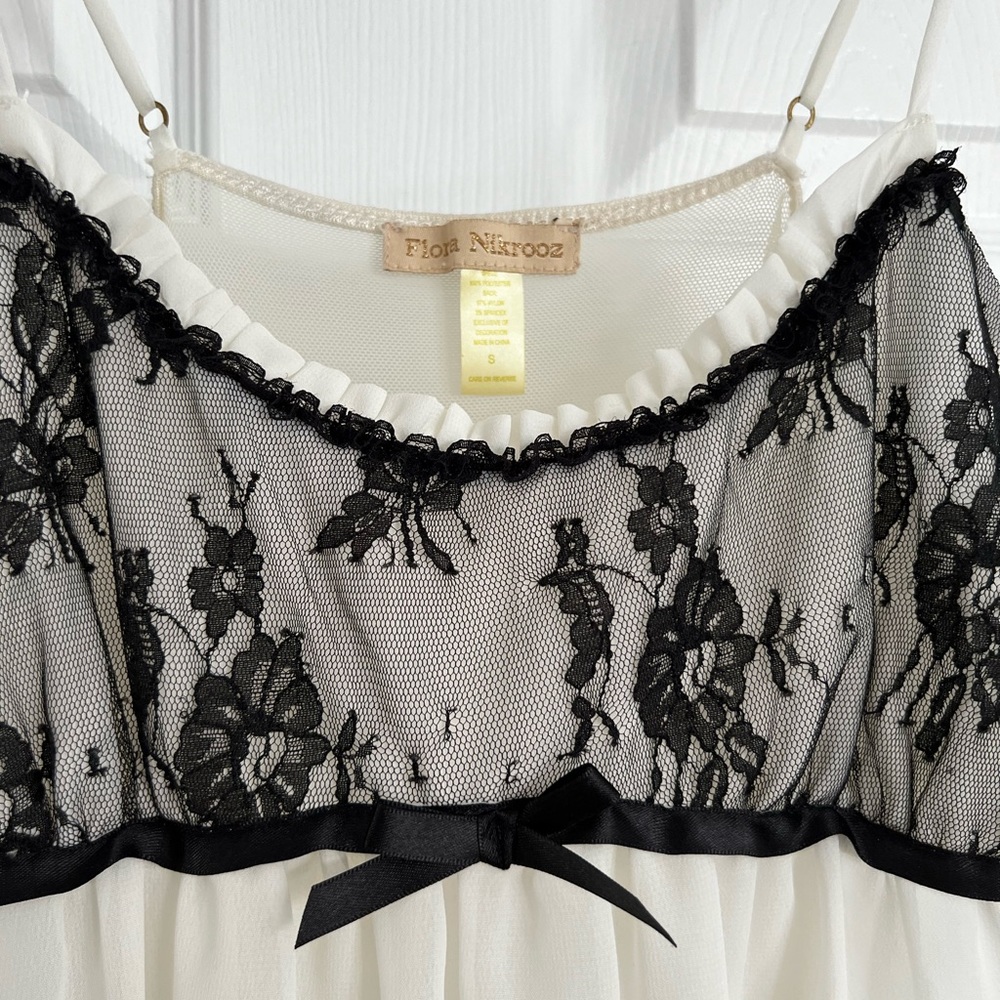 White with black lace nighty